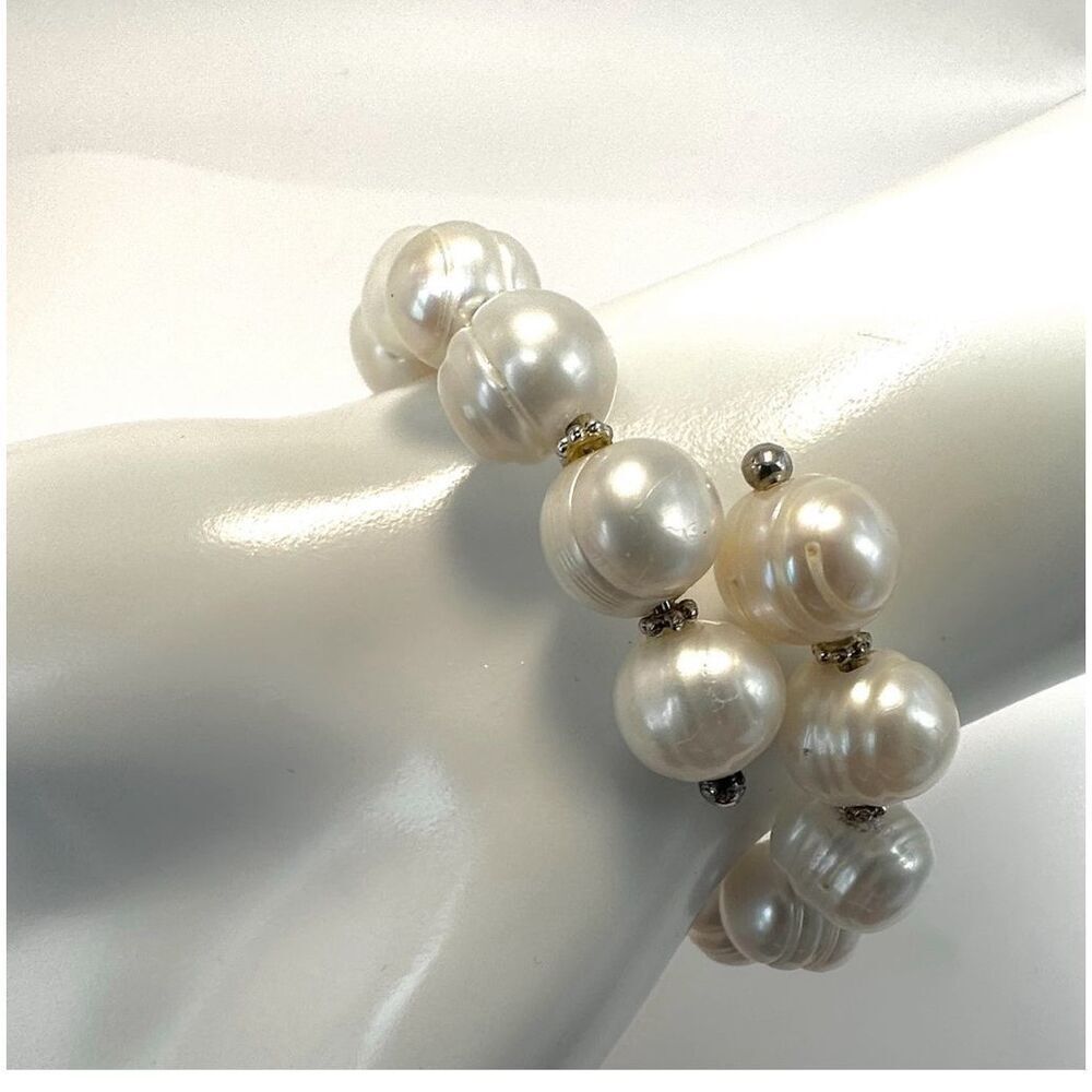 Sterling silver fresh water  pearl wrap bracelet - Picture 8 of 8